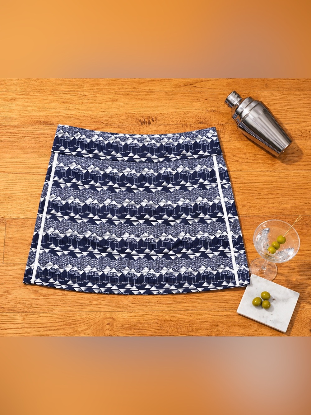 Coral Bay Martini Print Golf Skort Navy White Coastal Preppy PL